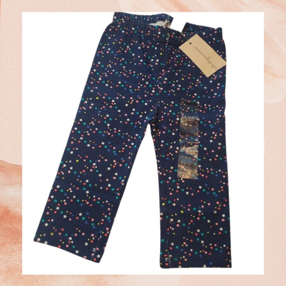 Baby Navy Blue Star Confetti Print Leggings